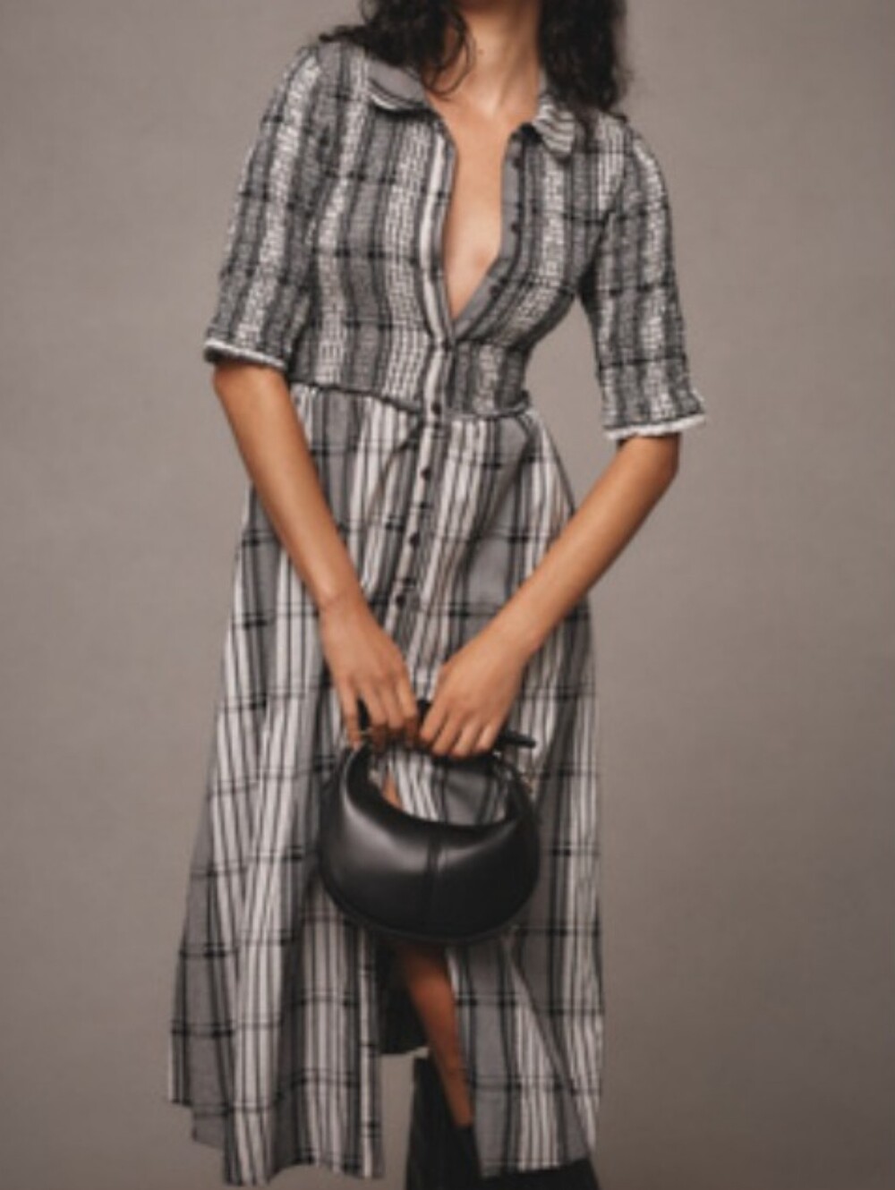 NWT Maeve Short Sleeved Smocked Midi Shirt Dress.